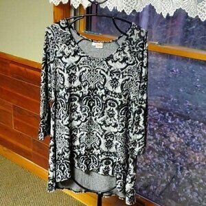 Steve Barraza Tianello‎ Round Neck Long Sleeve Geometric Sz. L Tunic Top